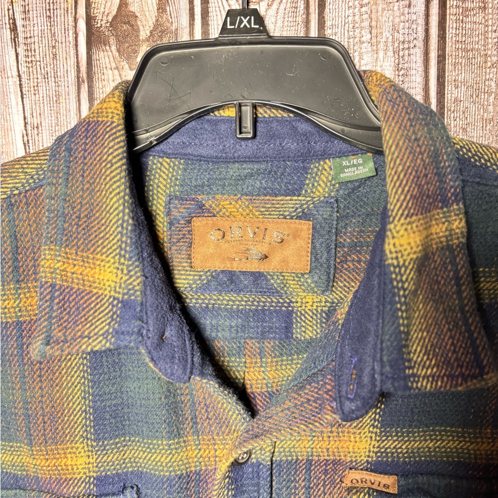 Orvis Plaid Shirt Jacket in Yellow and Blue - Picture 9 of 14